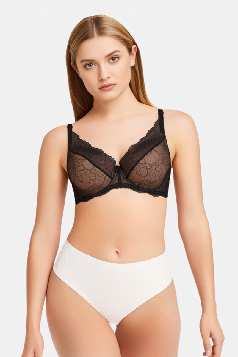 TRIUMPH Women Textured Lace Lightly Padded Bra, Black - Image 1