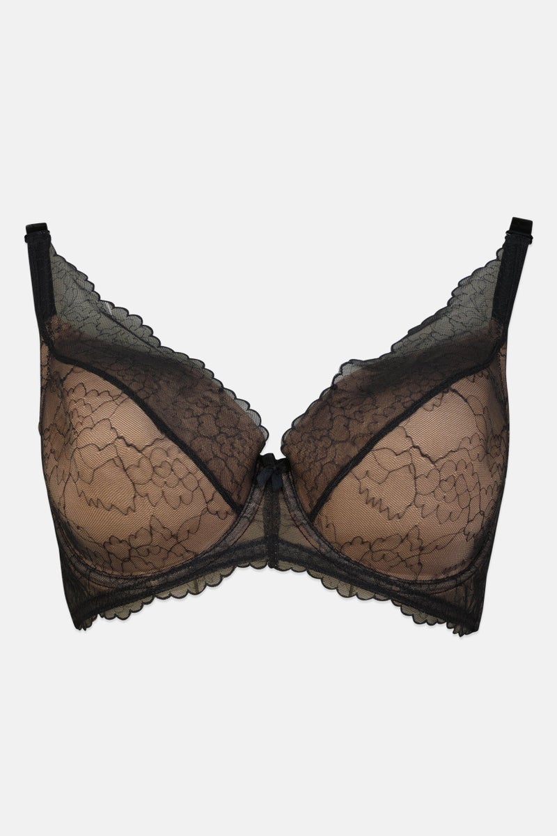 TRIUMPH Women Textured Lace Lightly Padded Bra, Black - Image 2