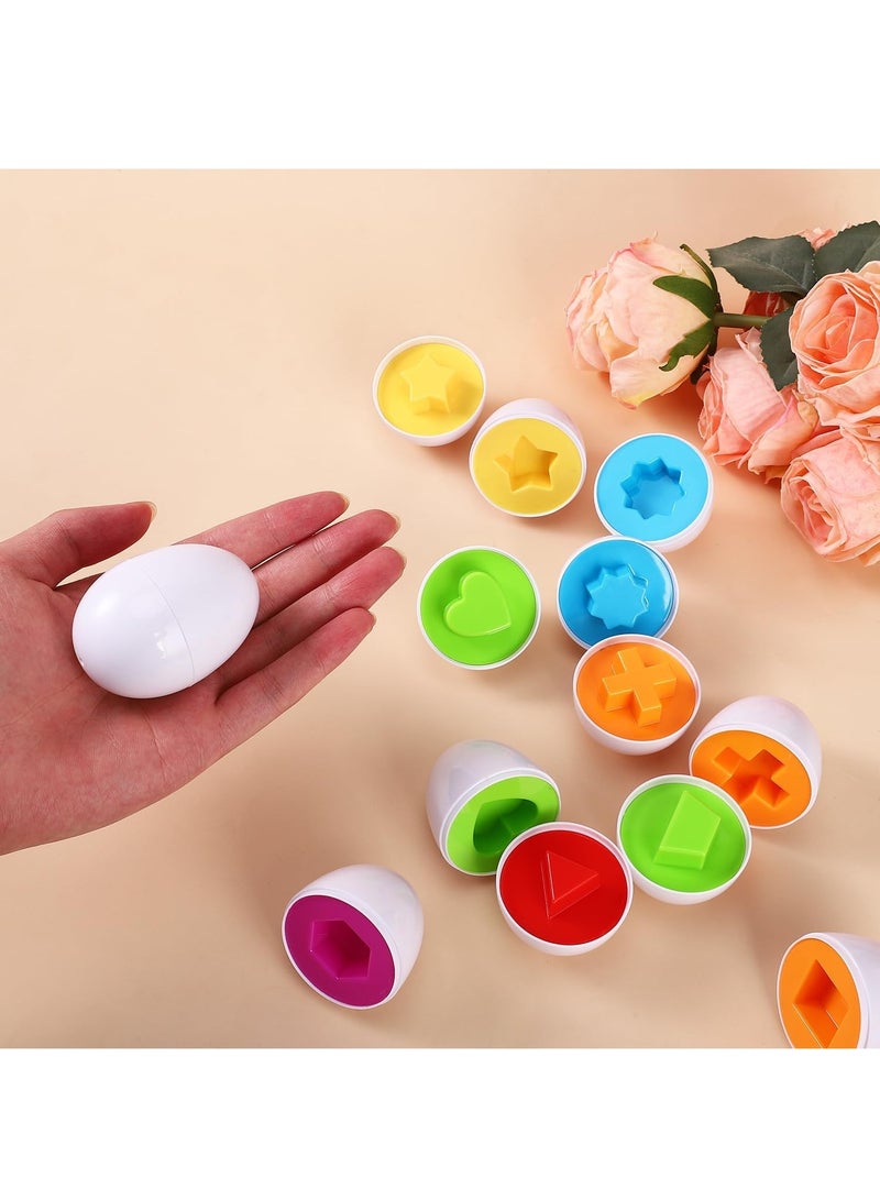 Matching Eggs - Kids Toys - Educational Toys for Color and Shape Recognition and Learning Skills, Color and Shape Matching Egg Set, Ages 2 and Up, Toddler Boys and Girls (12 Eggs) - Image 5