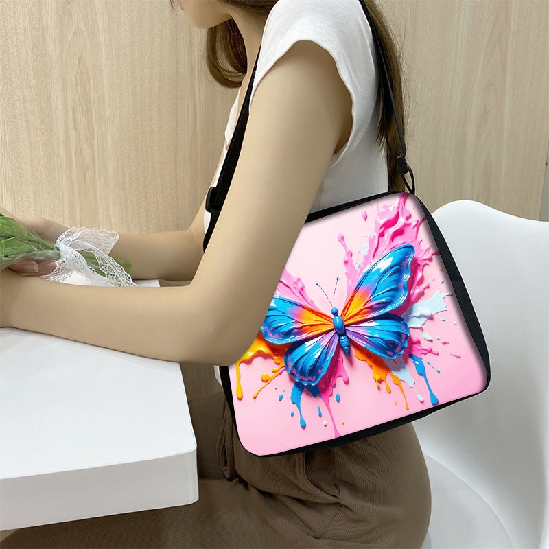 Ins Butterfly Underarm Bag Tote Bag Artistic Retro Shoulder Bag Casual Commuter Ladies Fashion Handbag - Image 2