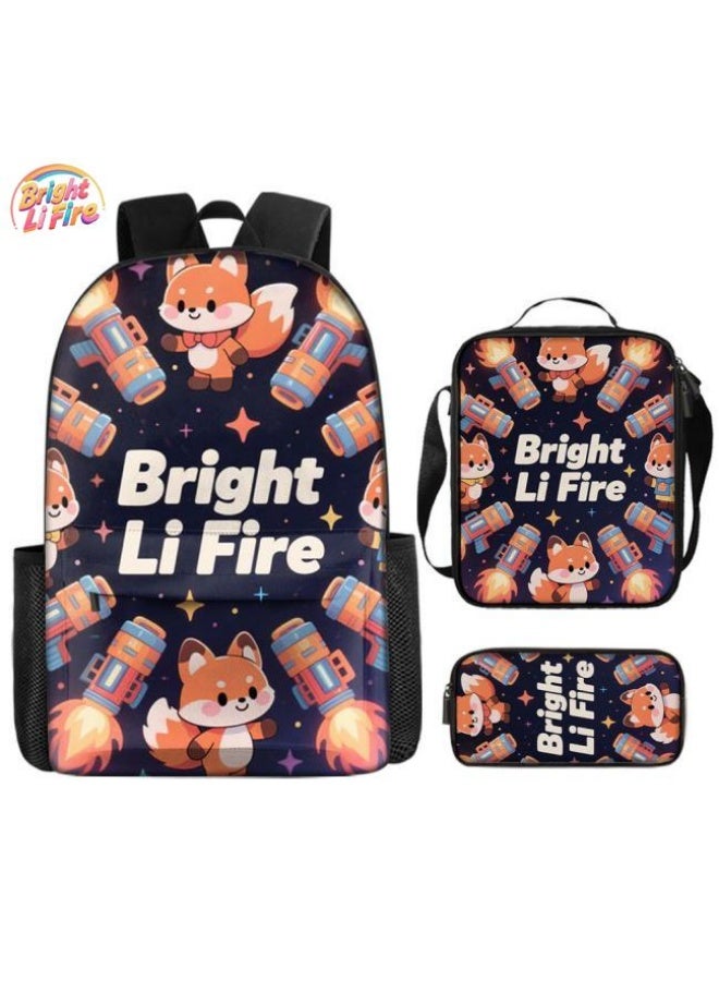 Bright Li Fire Three-piece set of cartoon bags, easily cope with various occasions (students, children, friends' outings, mountain climbing, schooling, etc.) | Backpack + hand-held + stationery bag | School season/holiday gifts - 86 - Image 1