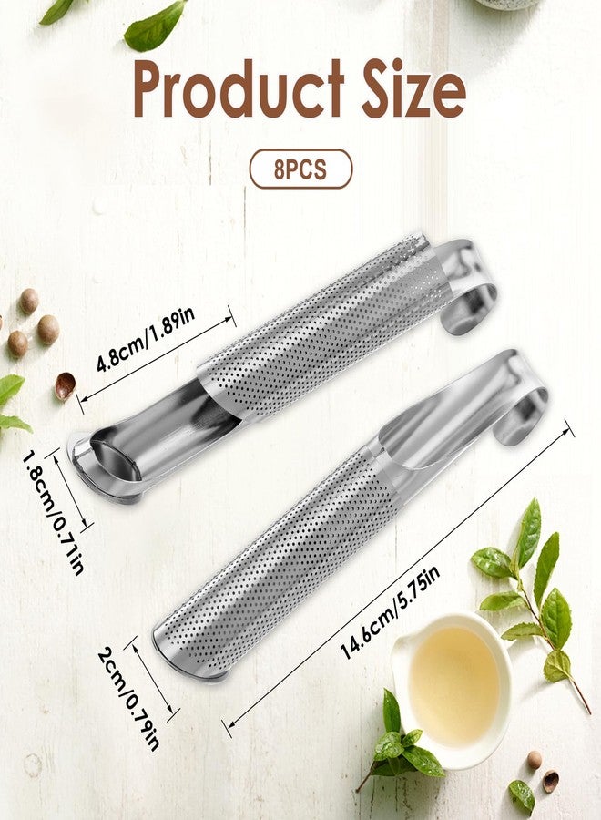 JOUTYFOR 8Pcs Stainless Steel Tea Diffuser, 2024 New Tea Artifact Creative Pipe Tea Infuser Mesh Strainer with Hanging Hook Handle, Universal Fine Holes Tea Interval Diffuser for Loose Tea Leaf Coffee Etc - Image 2