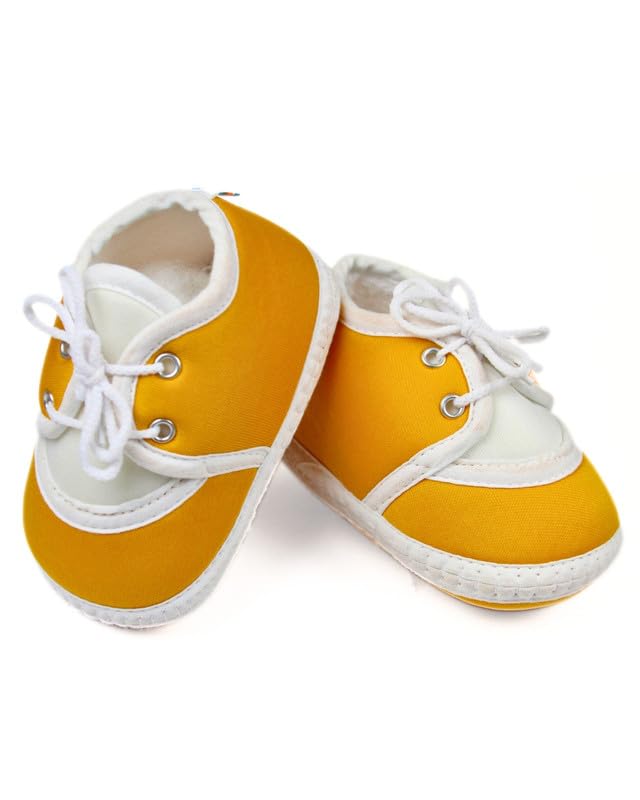Neska Moda 6 To 12 Months Baby Boys & Baby Girls Cotton Lace Booties-(Yellow)-BT2162 - Image 2