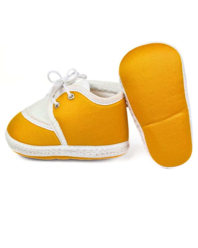 Neska Moda 6 To 12 Months Baby Boys & Baby Girls Cotton Lace Booties-(Yellow)-BT2162 - Image 4