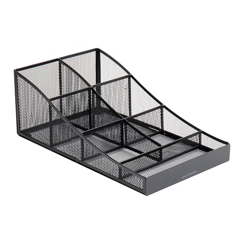 Mind Reader Countertop Organizer, Office Breakroom Supply Caddy, Desktop Organizer, Metal Mesh, Black - Image 5