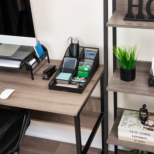 Mind Reader Countertop Organizer, Office Breakroom Supply Caddy, Desktop Organizer, Metal Mesh, Black - Image 2