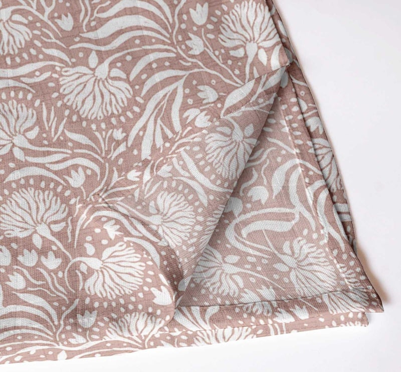 Vargottam Meadow Thistle Brown Cotton Muslin Napkins - Set of 12, 20x20 Inches, Taupe with White Floral, Ideal for Spring and Summer Gatherings, Parties, and Everyday Use - Machine Washable - Image 2