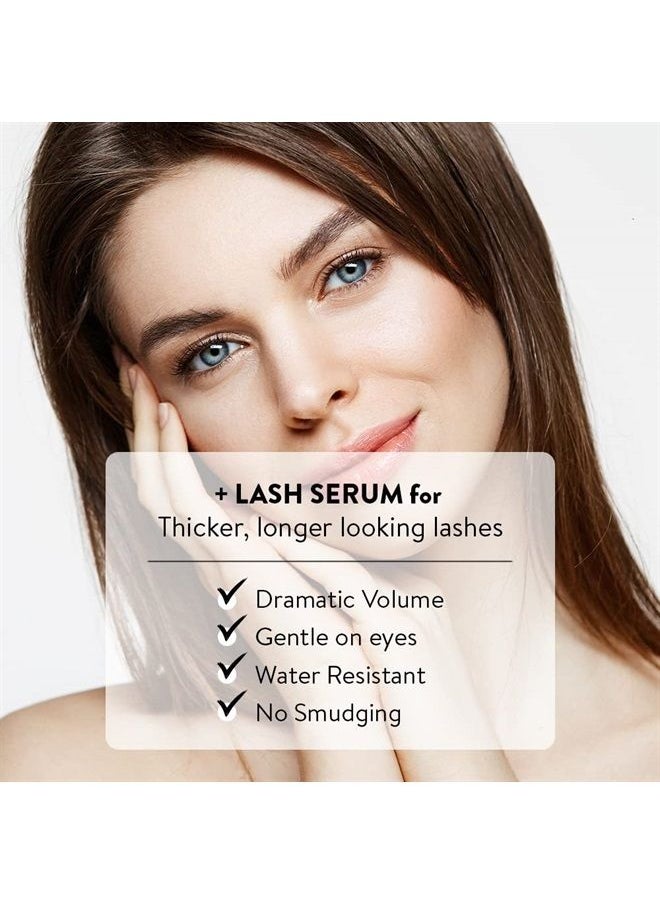 Emani - Double Lash Organic Volumizing Mascara + Lash Growth Serum - Non-Clumping & Smudge-Free, Safe for Sensitive Eyes, Paraben and Cruelty Free, Vegan - 0.23 Fl Oz, Granite - Image 1