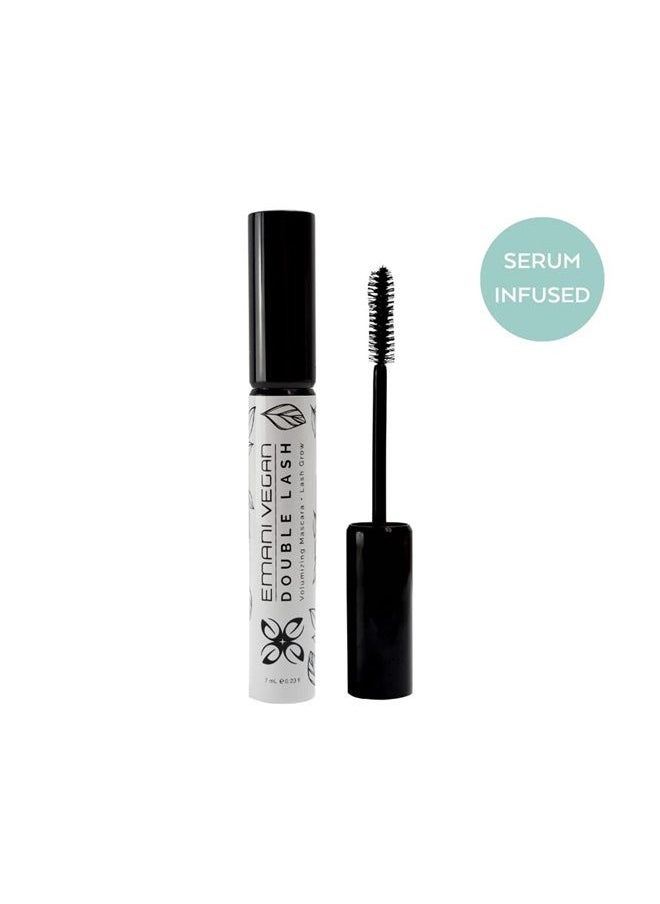 Emani - Double Lash Organic Volumizing Mascara + Lash Growth Serum - Non-Clumping & Smudge-Free, Safe for Sensitive Eyes, Paraben and Cruelty Free, Vegan - 0.23 Fl Oz, Granite - Image 1