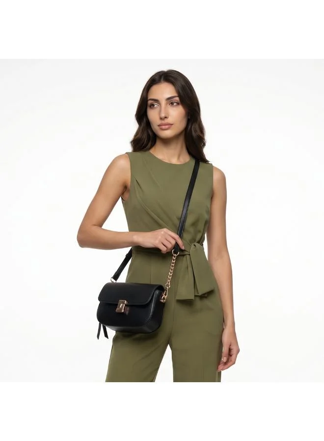 Sasha Sasha Textured Crossbody Bag with Button Closure