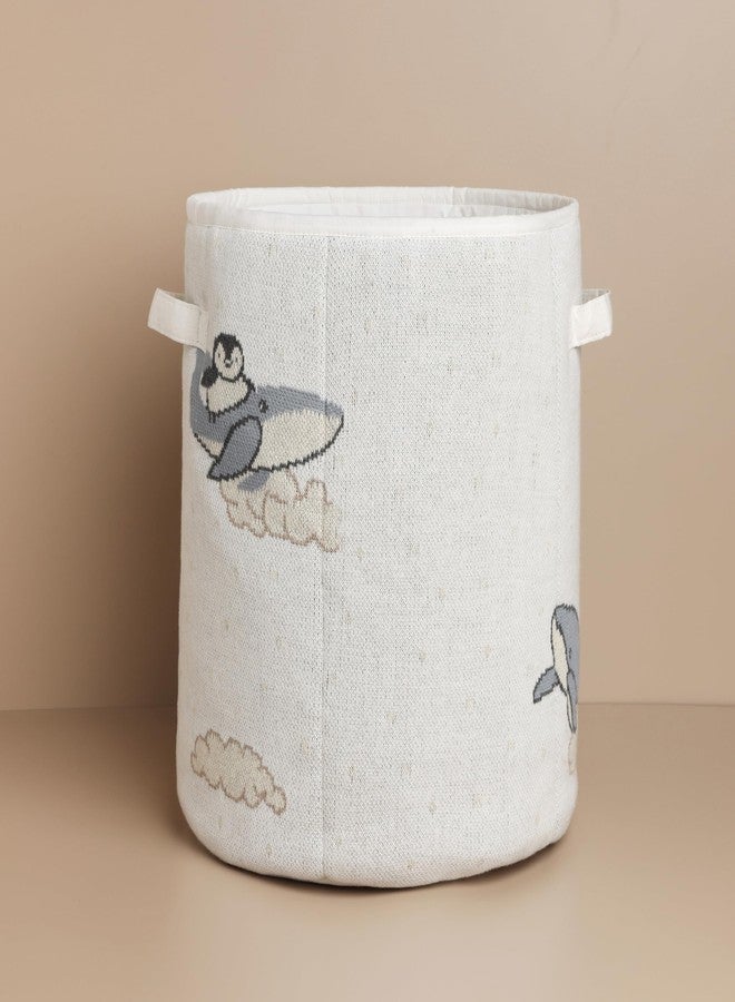 Cugo Cotton Knitted Toy Storage Basket – Large, Soft, Durable, Stylish Baby Toy Organizer for Play Accessories & Clothes - Dreamy Whale - Image 2