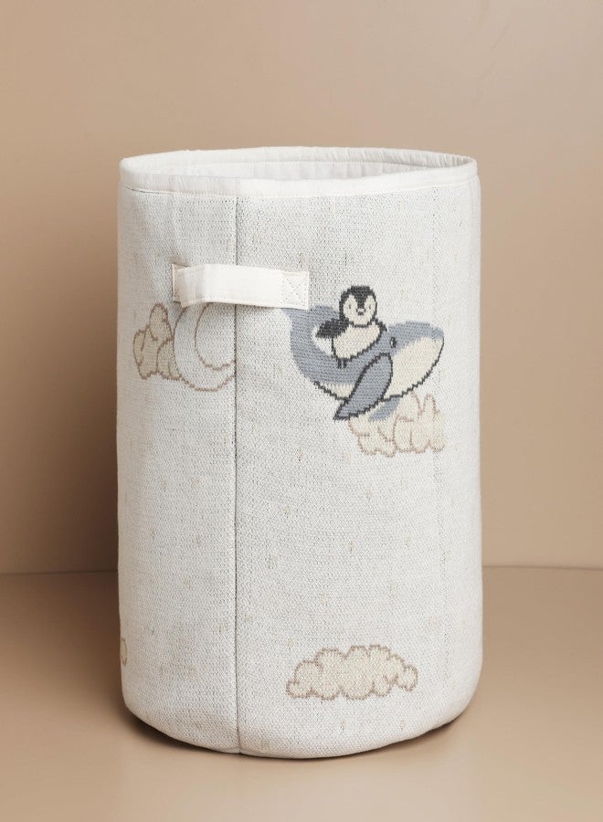 Cugo Cotton Knitted Toy Storage Basket – Large, Soft, Durable, Stylish Baby Toy Organizer for Play Accessories & Clothes - Dreamy Whale - Image 5
