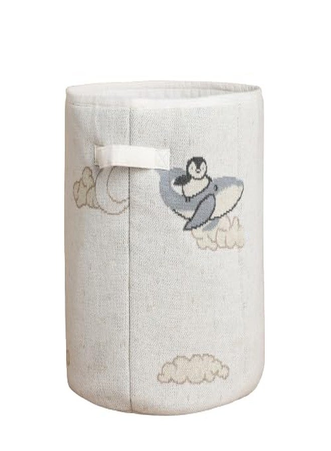 Cugo Cotton Knitted Toy Storage Basket – Large, Soft, Durable, Stylish Baby Toy Organizer for Play Accessories & Clothes - Dreamy Whale - Image 1