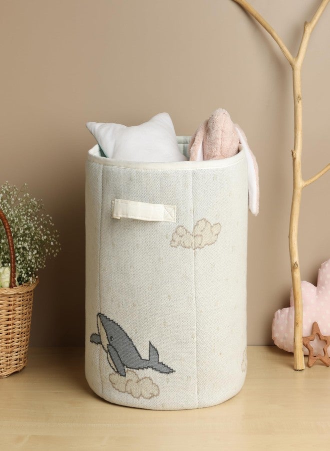 Cugo Cotton Knitted Toy Storage Basket – Large, Soft, Durable, Stylish Baby Toy Organizer for Play Accessories & Clothes - Dreamy Whale - Image 4