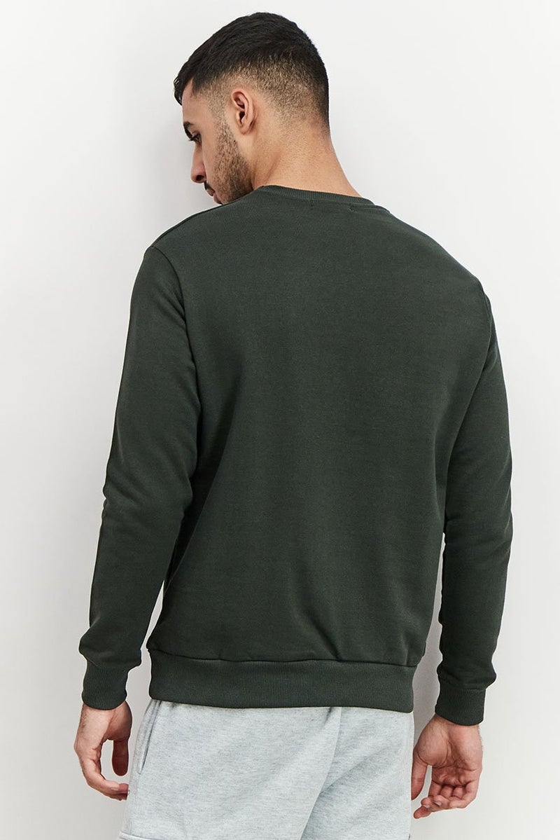 Baldinini Men Crew Neck Graphic Print Long Sleeves Sweatshirt, Green and White - Image 2