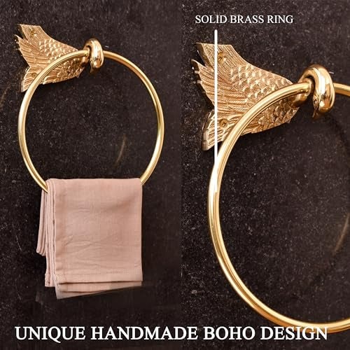 Indian-Shelf IndianShelf Premium Gold Swan Towel Ring Unique Decorative Brass Towel Hanger for Bathroom - Image 3