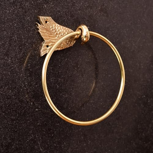Indian-Shelf IndianShelf Premium Gold Swan Towel Ring Unique Decorative Brass Towel Hanger for Bathroom - Image 1