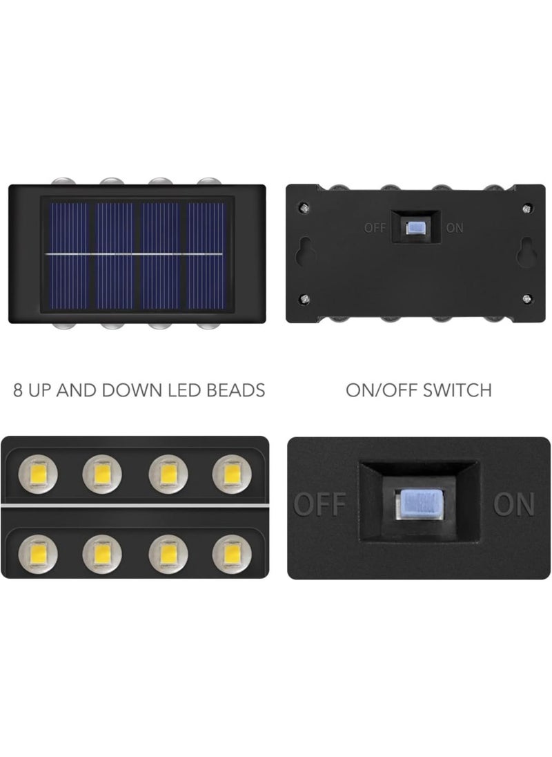Carebao 2 Pack 8 Lamp Beads Solar Up and Down Wall Lights Outdoor - Small Solar Step Light Waterproof Warm Light Wall Lamps Light for Deck, House, Yard, Path, Porch Stair Decor(Warm Light 2 Pack)  - Image 5
