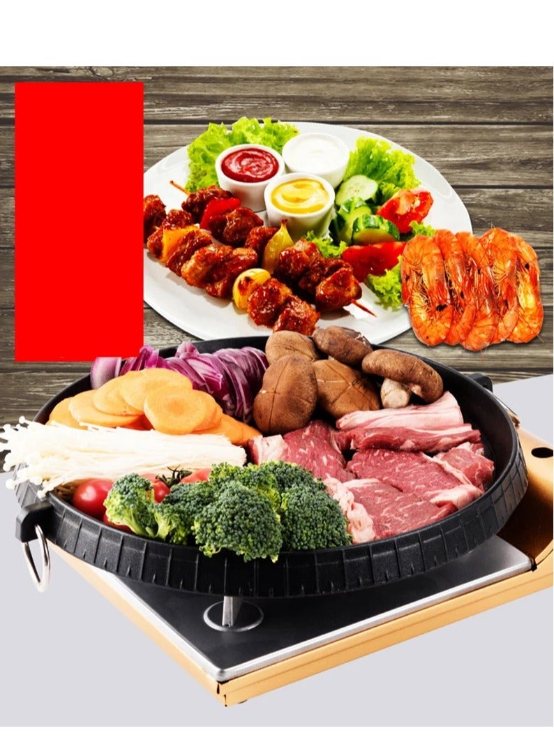 Korean Grill Pan - 32cm Non-Stick Bakeware for Smokeless Barbecue | Indoor/Outdoor Stovetop Plate | Ideal for Beach Party, Camping, BBQ Tools  - Image 1