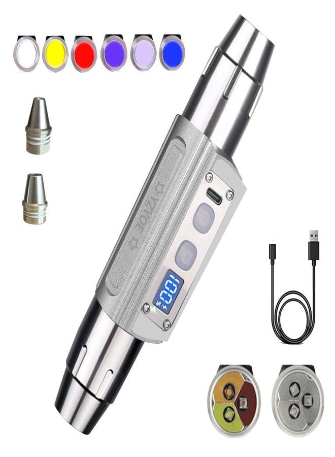 YZYOE Six in One Jade Recognition Strong Light Flashlight, LED Outdoor Mineral Gemstone Crystal Beeswax Detection Light, White Yellow Red Blue Light 395nm and 365nm UV Multi Source Flashlight. - Image 1