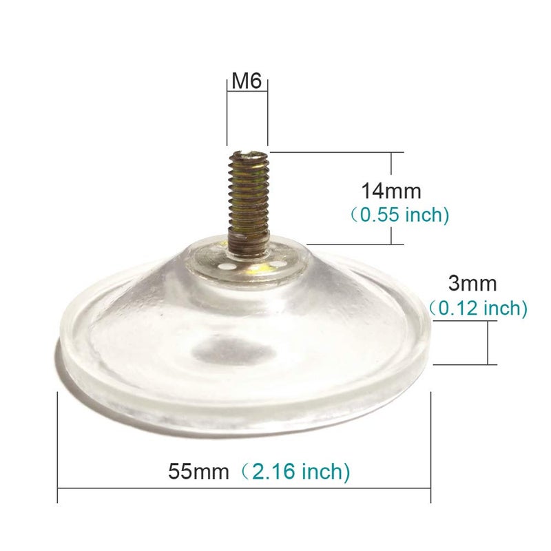 DANXQ خطاف شفط واضح من PVC مقاس M6 مع صمولة قفل لتحسين الشفط، قطر 5.5 سم (2.16")، 6 قطع، موصى به - Image 2