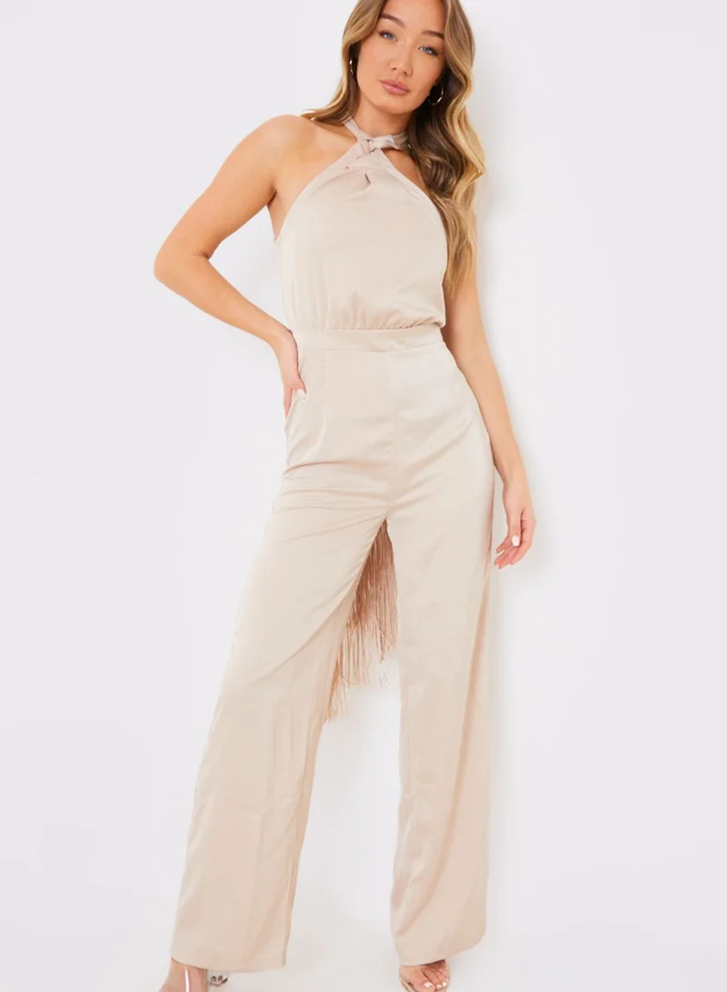 In the style Halter Neck Wide Leg Jumpsuit