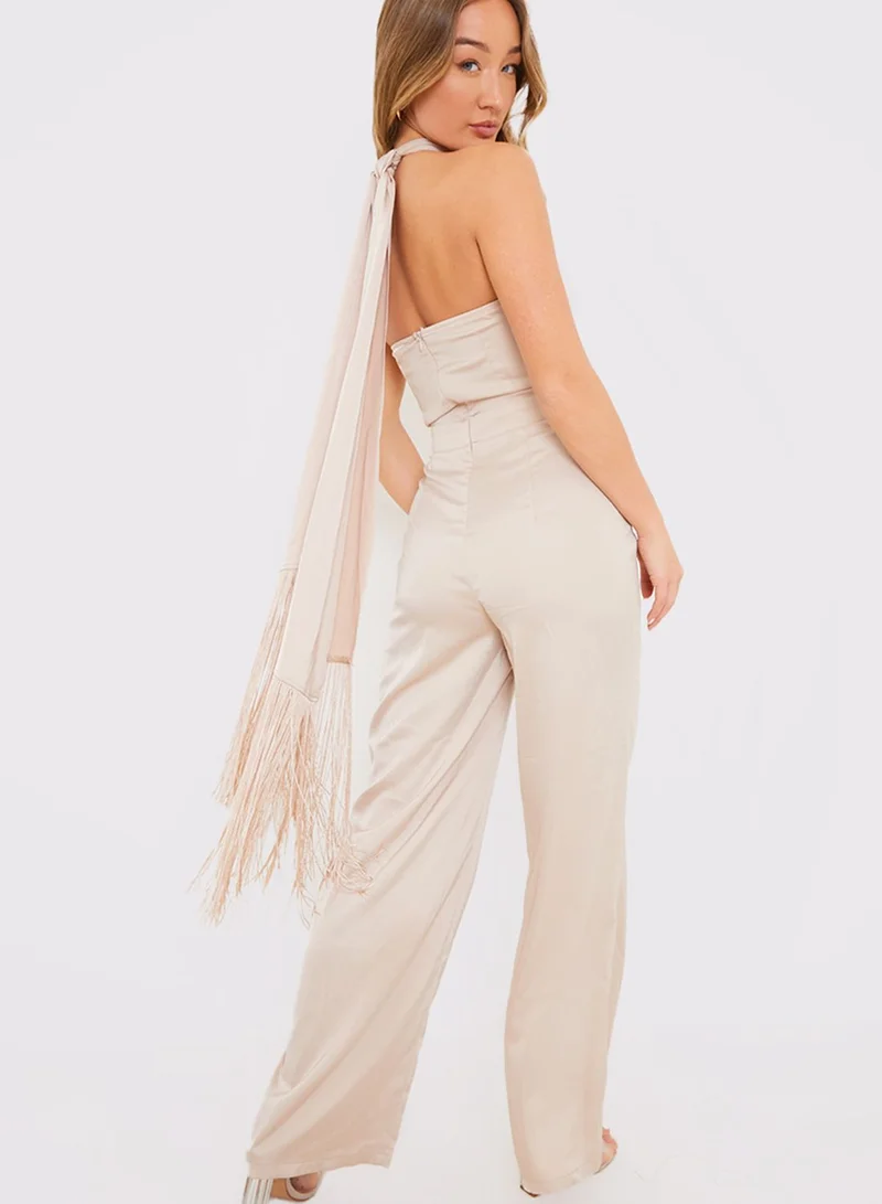 In the style Halter Neck Wide Leg Jumpsuit