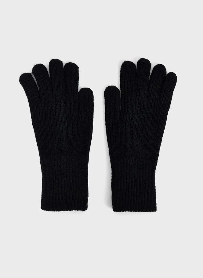 Ginger Turn Up Ribbed Winter Beanie & Glove Set