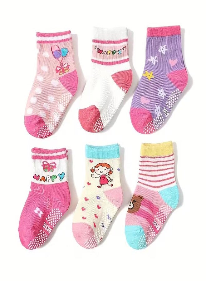 Cuteably Baby Girl Cotton Socks Fancy Grip Colorful Socks Booties for Girl (GIRLS 12-18 Months)-6 - Image 1