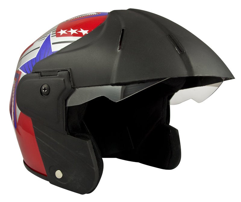 Sage Square Deltz Power (ISI Certified) Scooty Helmet Open Face (Extra Large - XL, Red Glossy Blue Sticker) - Image 1