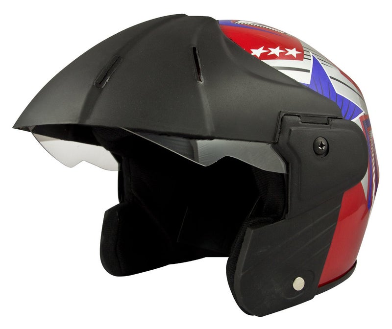Sage Square Deltz Power (ISI Certified) Scooty Helmet Open Face (Extra Large - XL, Red Glossy Blue Sticker) - Image 3