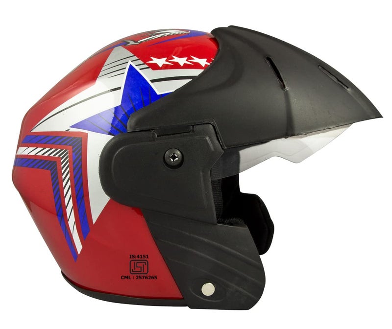 Sage Square Deltz Power (ISI Certified) Scooty Helmet Open Face (Extra Large - XL, Red Glossy Blue Sticker) - Image 2