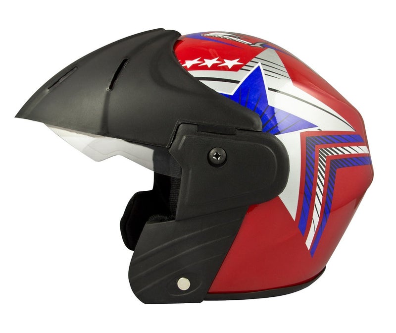Sage Square Deltz Power (ISI Certified) Scooty Helmet Open Face (Extra Large - XL, Red Glossy Blue Sticker) - Image 4
