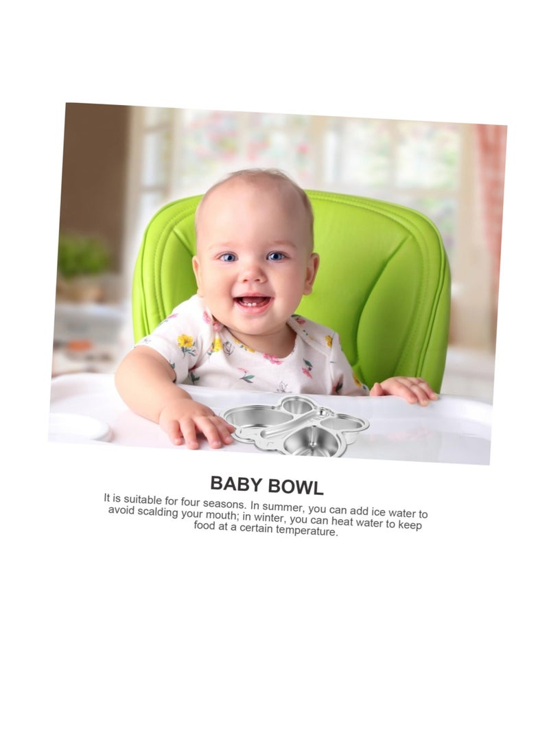 SOLARAE Steel Divided Plates, Kids Training Plate, Divided Tray Food Serving Platter, Kids Camping Dish Stainless Steel Household Divider, for Toddlers and Kids, Camping, Lunch and Dinner - Image 4