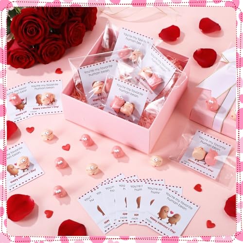 AceOrbit 24 Sets Valentines Day Resin Bean Gifts for Coworker Funny Mini Resin Beans with Valentines Day Cards Exchange Gifts Pun Emotional Support Youre My Favorite Party Favors for Employee Adults - Image 5