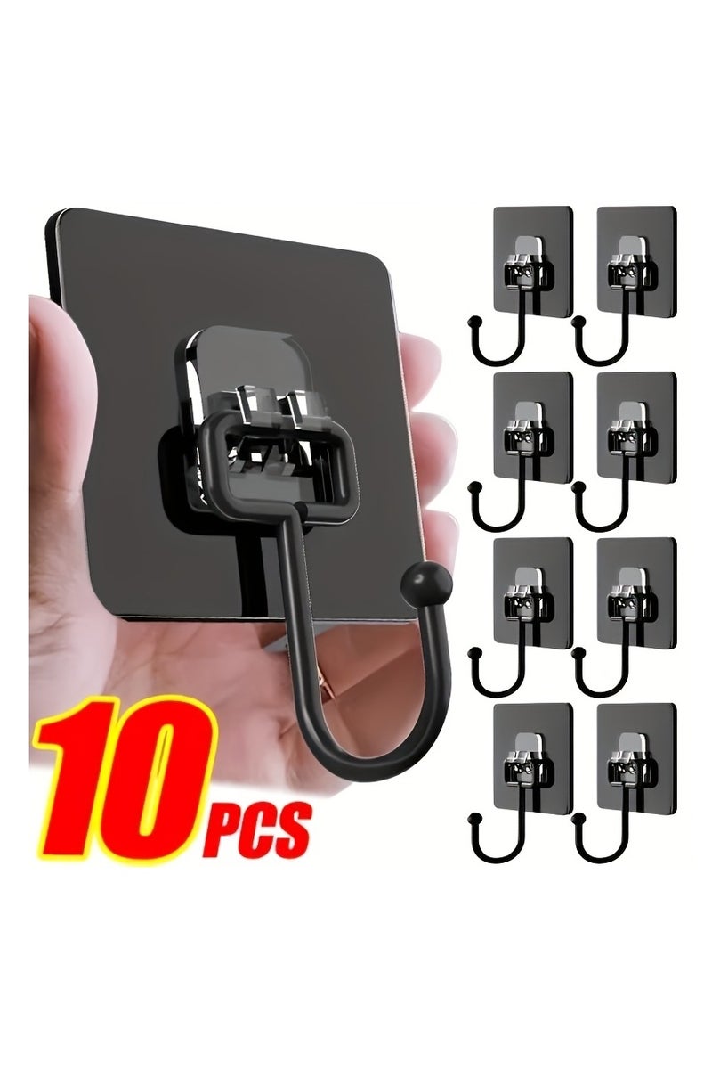 10 pcs High-Quality Heavy-Duty Modern Wall Hooks - Plastic, Self-Adhesive Utility Hooks for Coats, Towels, and Keys - Easy Installation, Waterproof, Suitable for Bathroom, Kitchen, and Home Use, Utility Hooks - Image 1