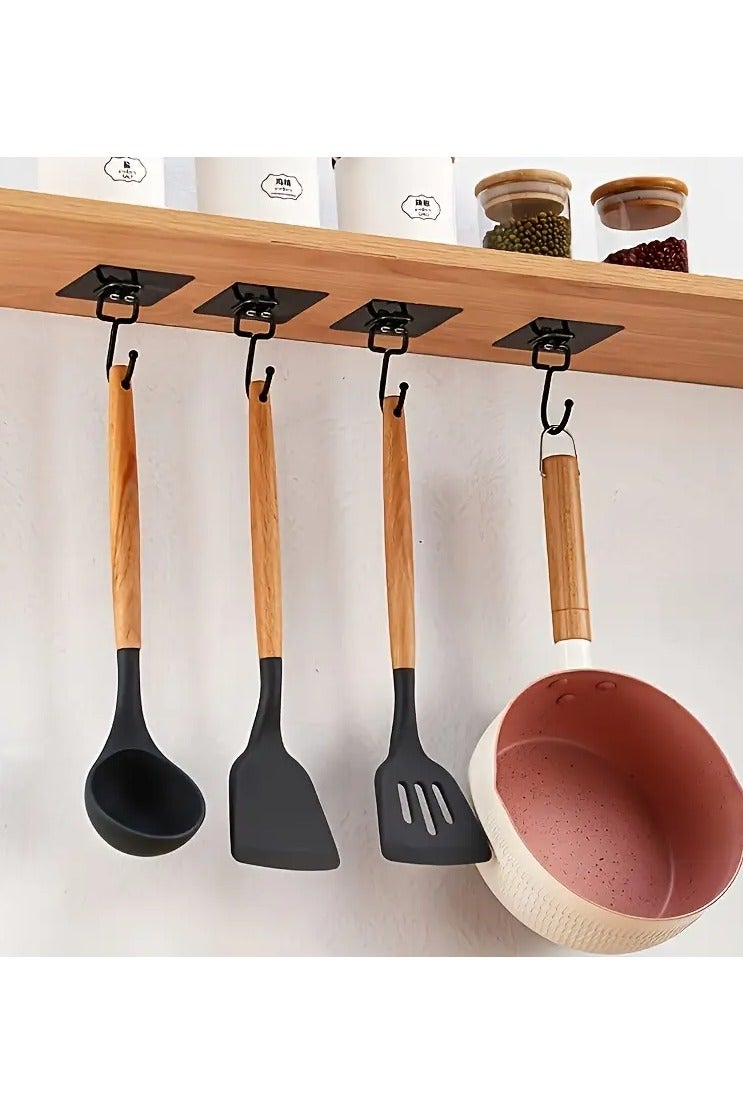 10 pcs High-Quality Heavy-Duty Modern Wall Hooks - Plastic, Self-Adhesive Utility Hooks for Coats, Towels, and Keys - Easy Installation, Waterproof, Suitable for Bathroom, Kitchen, and Home Use, Utility Hooks - Image 2