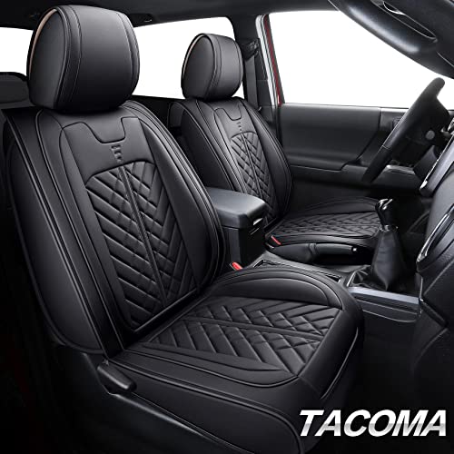 Tomatoman Toyota Tacoma Seat Covers Front Custom for 2005-2022 2023 2024 2025 Trucks Access Crew Extended Double Cab TRD Sports SR V6 Heavy Duty Car Cushions(2 PCS Front/Black) - Image 2