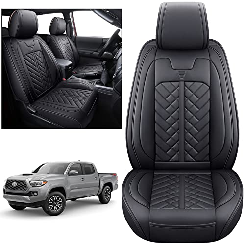 Tomatoman Toyota Tacoma Seat Covers Front Custom for 2005-2022 2023 2024 2025 Trucks Access Crew Extended Double Cab TRD Sports SR V6 Heavy Duty Car Cushions(2 PCS Front/Black) - Image 1