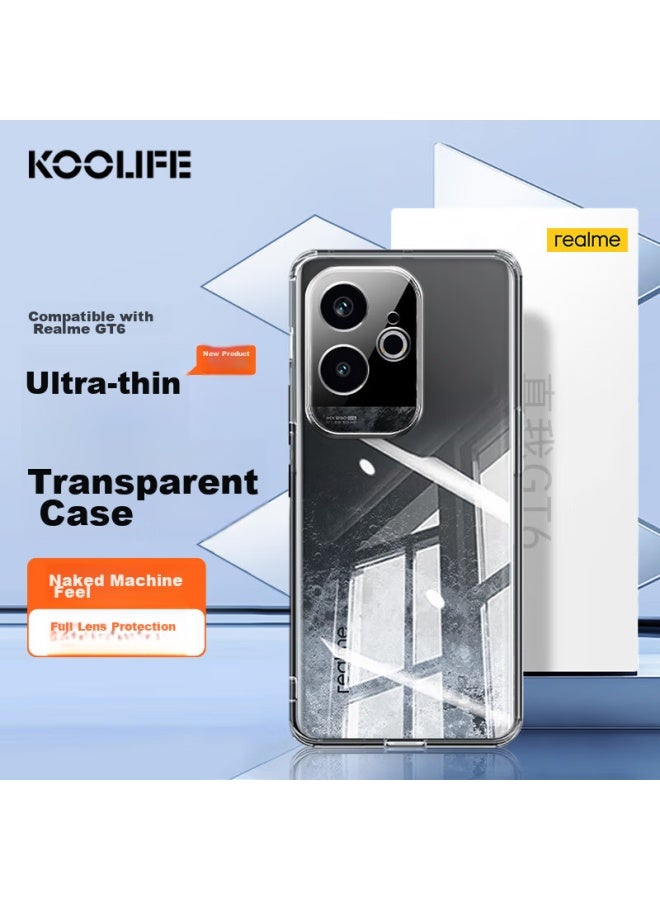 Koolife Phone Case For Realme Gt6, Protective Cover For Realme Gt6, Full Lens Protection, Simple Skin-friendly Transparent Soft Case, Fingerprint-resistant Back Cover - Image 1