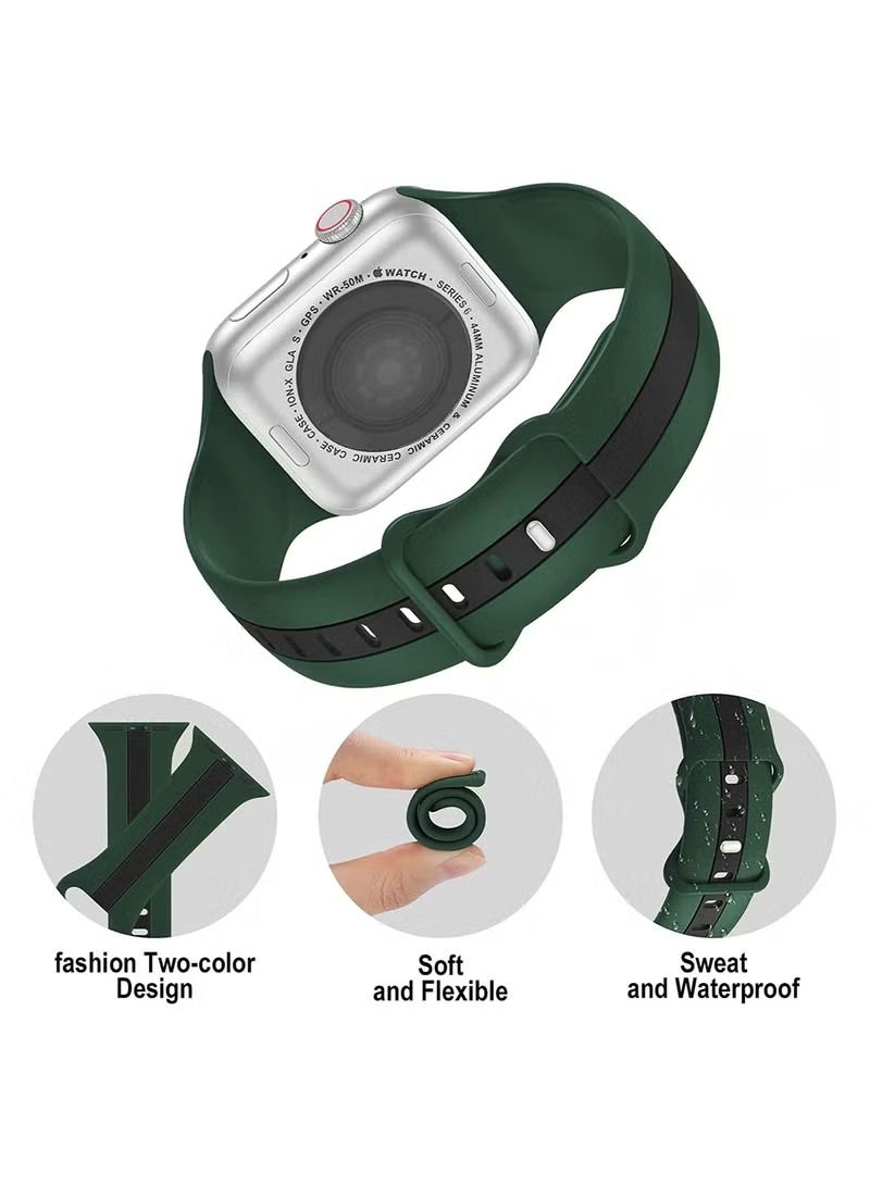 Zaboon Sport Silicone Watch Band Strap for Apple Watch Ultra 49mm/45mm/44mm/42mm Triple Colours Compatible with iWatch Series 8/Ultra/7/SE/6/5/4/3/2/1 - Image 2