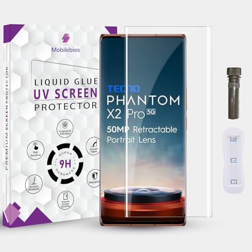 Mobilebies® Advanced HD+ UV Tempered Glass Screen Protector For Tecno Phantom X2 / Phantom X2 Pro (6.8 Inch,Pack of 1) Full Adhesive UV Curved Screen Guard, Case Friendly with installation kit &Guide - Image 1