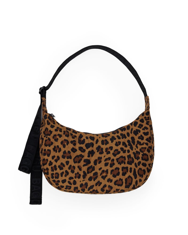 BAGGU Medium Nylon Crescent Bag - Leopard - Image 1
