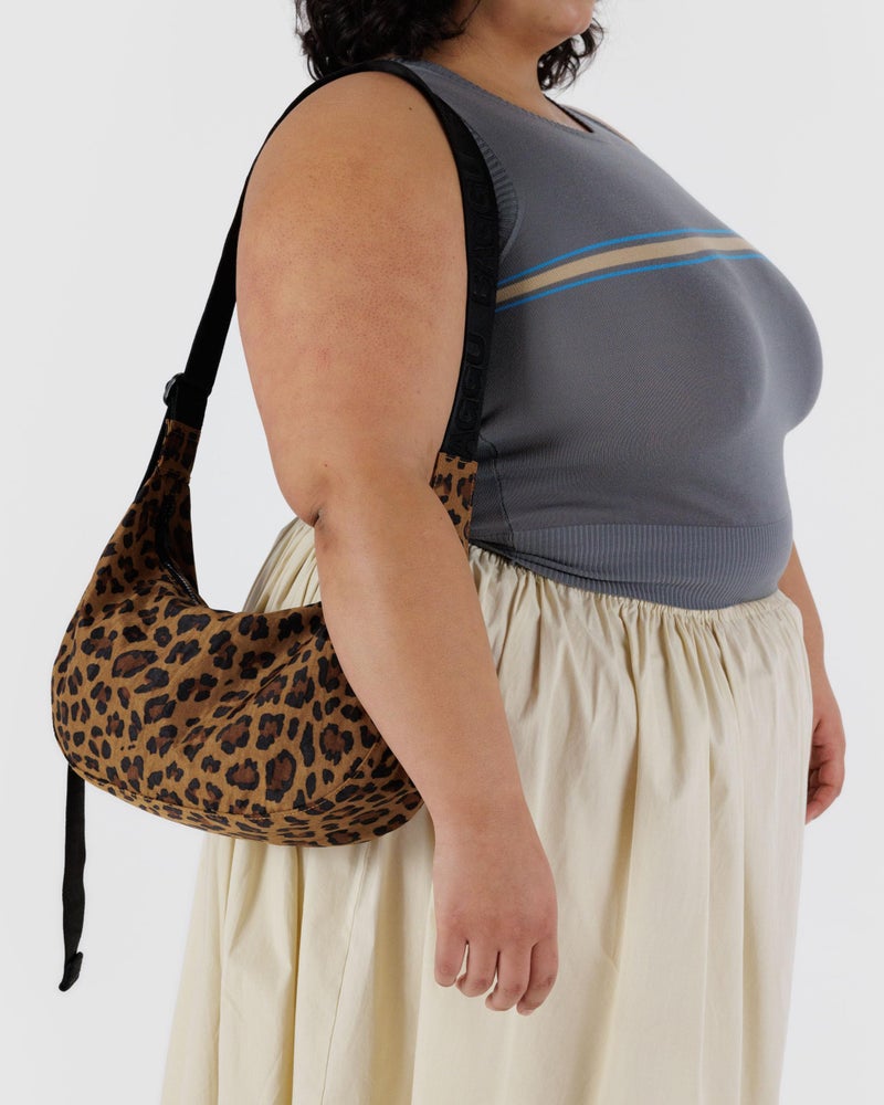 BAGGU Medium Nylon Crescent Bag - Leopard - Image 2