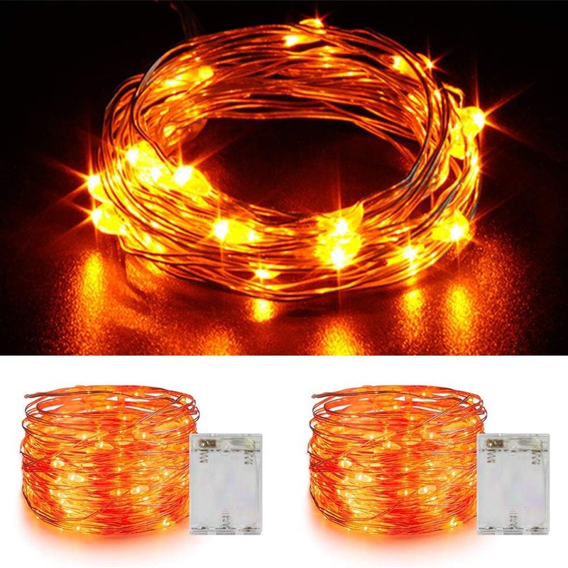 ANJAYLIA 2 Pack Orange String Lights for Halloween 30 LED Battery Operated Fairy Lights Twinkle Firefly Lights for Garden,Thanksgiving Day,Christmas Decoration - Image 5