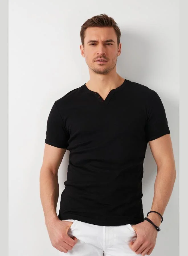 Buratti  Buratti Cotton Button Detailed Slim Fit V-Neck 3-Pack T-Shirt Men's T-SHIRT 5902122S3 for Men | Best Price UAE
