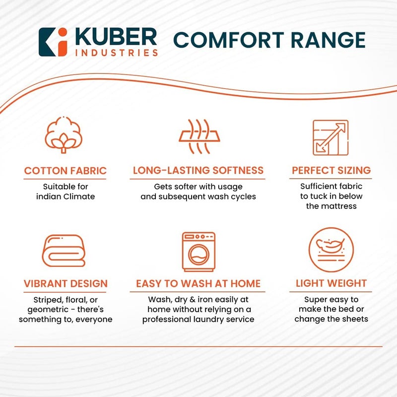 Kuber Industries Double Bedsheet(228 * 254 cm)|Cotton 120 TC Luxury Printed Soft & Lightweight Bedsheet for Double Bed with 2 Pillow Covers (Red) - Image 4