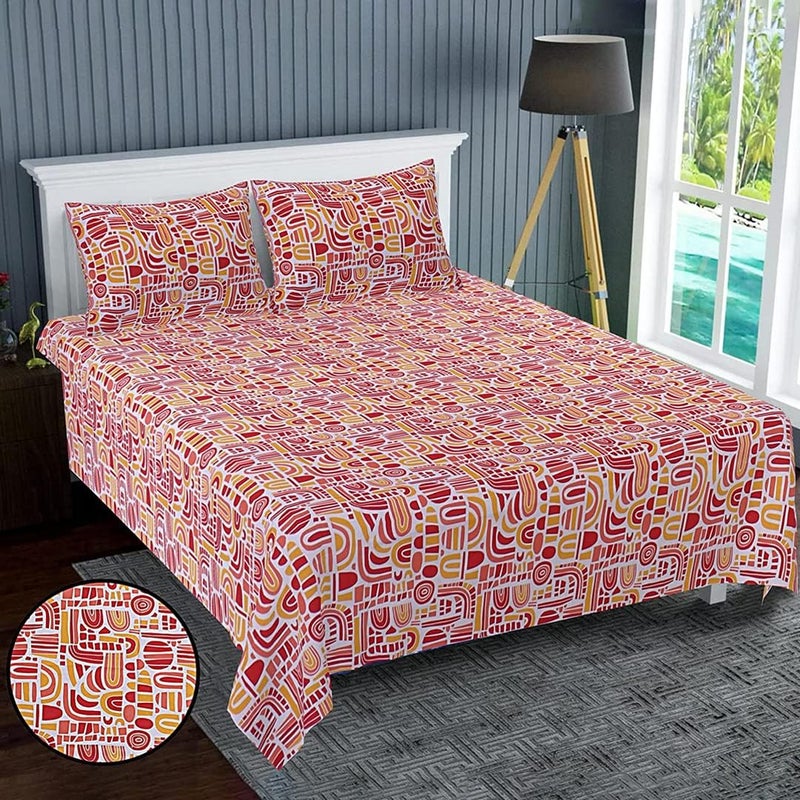 Kuber Industries Double Bedsheet(228 * 254 cm)|Cotton 120 TC Luxury Printed Soft & Lightweight Bedsheet for Double Bed with 2 Pillow Covers (Red) - Image 1