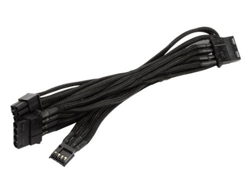 SilverStone Black Sleeved PSU Cable for Three 4-Pin Molex & One 4-Pin Floppy adapter PP06B-3PER10F - Image 1