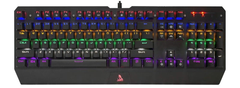 TAG GAMERZ Anti-Ghosting USB-A Mechanical Warrior Gaming Keyboard with (Blue ) OUTEMU Switch with 6 Zone Color Backlight, 18 Lighting Effects - Image 1